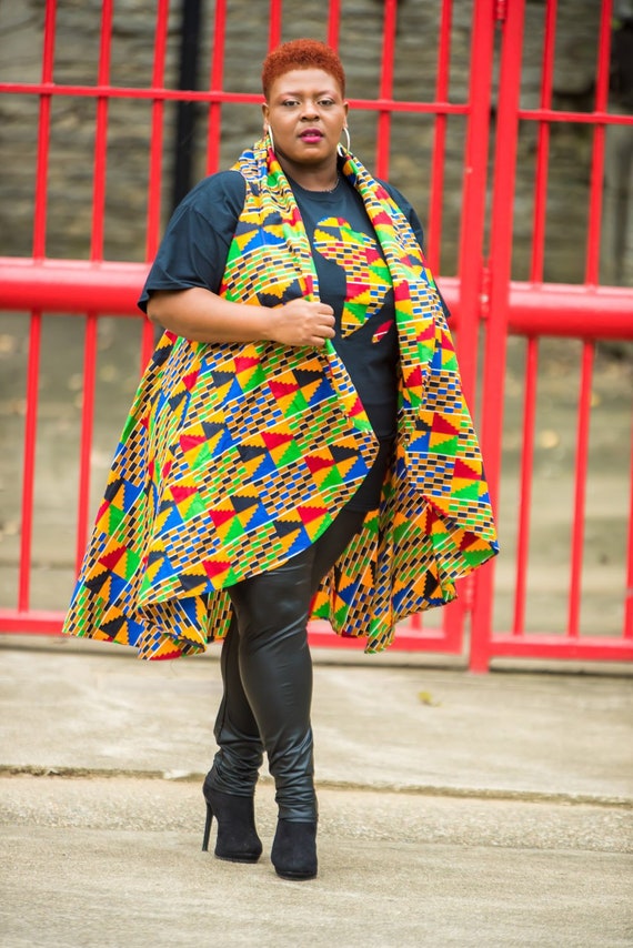 sleeveless ankara kimono jacket