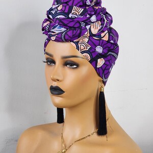 African Head Wraps for Women Purple Head Wrap Ankara Headpiece African ...