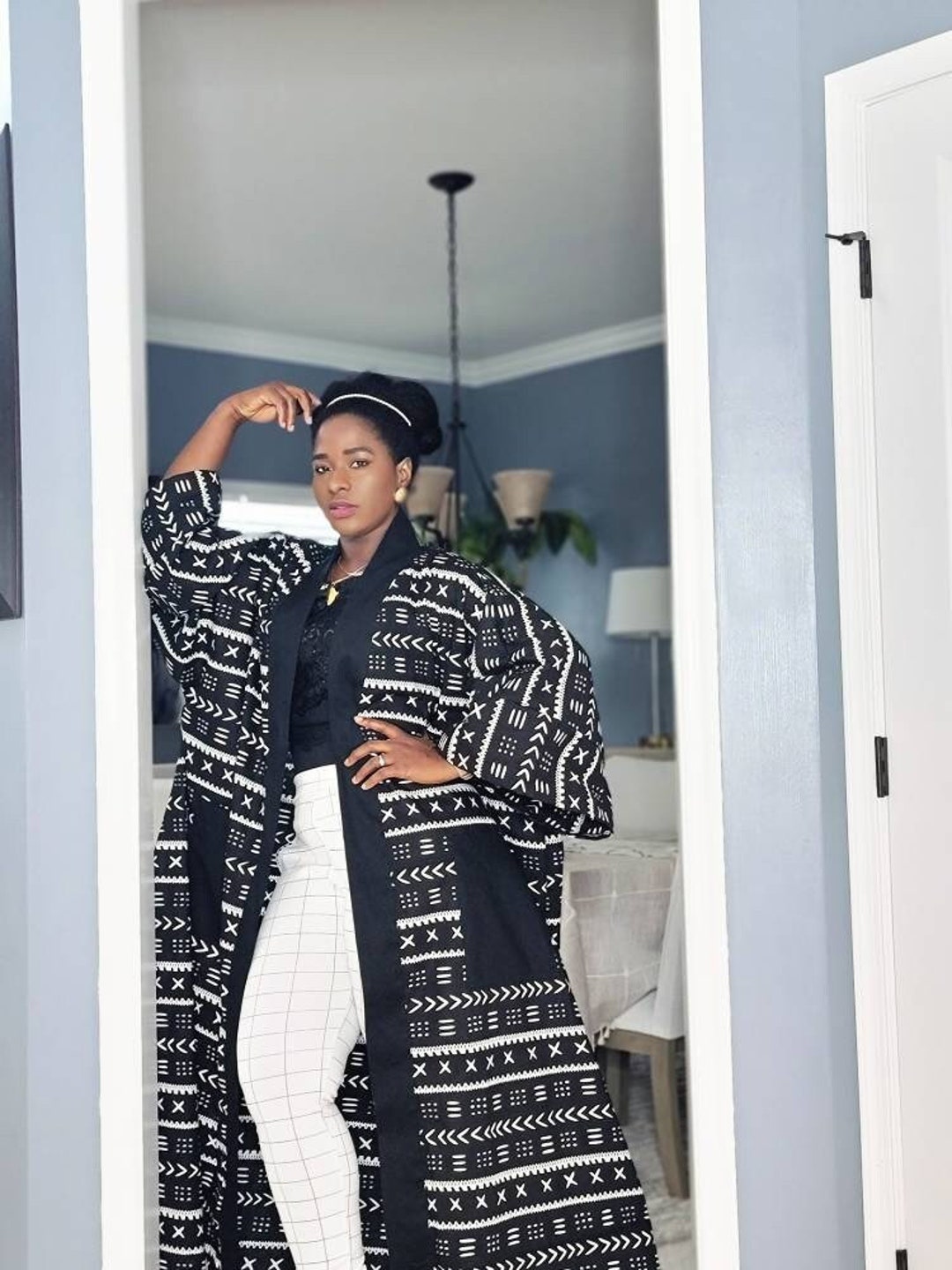 Africa Print Kimono Duster Jacket for Women | Full Length Plus