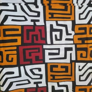 African Fabric 6 Yards | Mudcloth Ankara Wholesale | Ethnic Cotton Material for making clothes | White Burgundy
