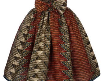High Waisted African Print Skirt with Sash, Ankara Midi Skirt, African Clothing Plus Size Ankara Ankara Skirt For Women African Gift For Her