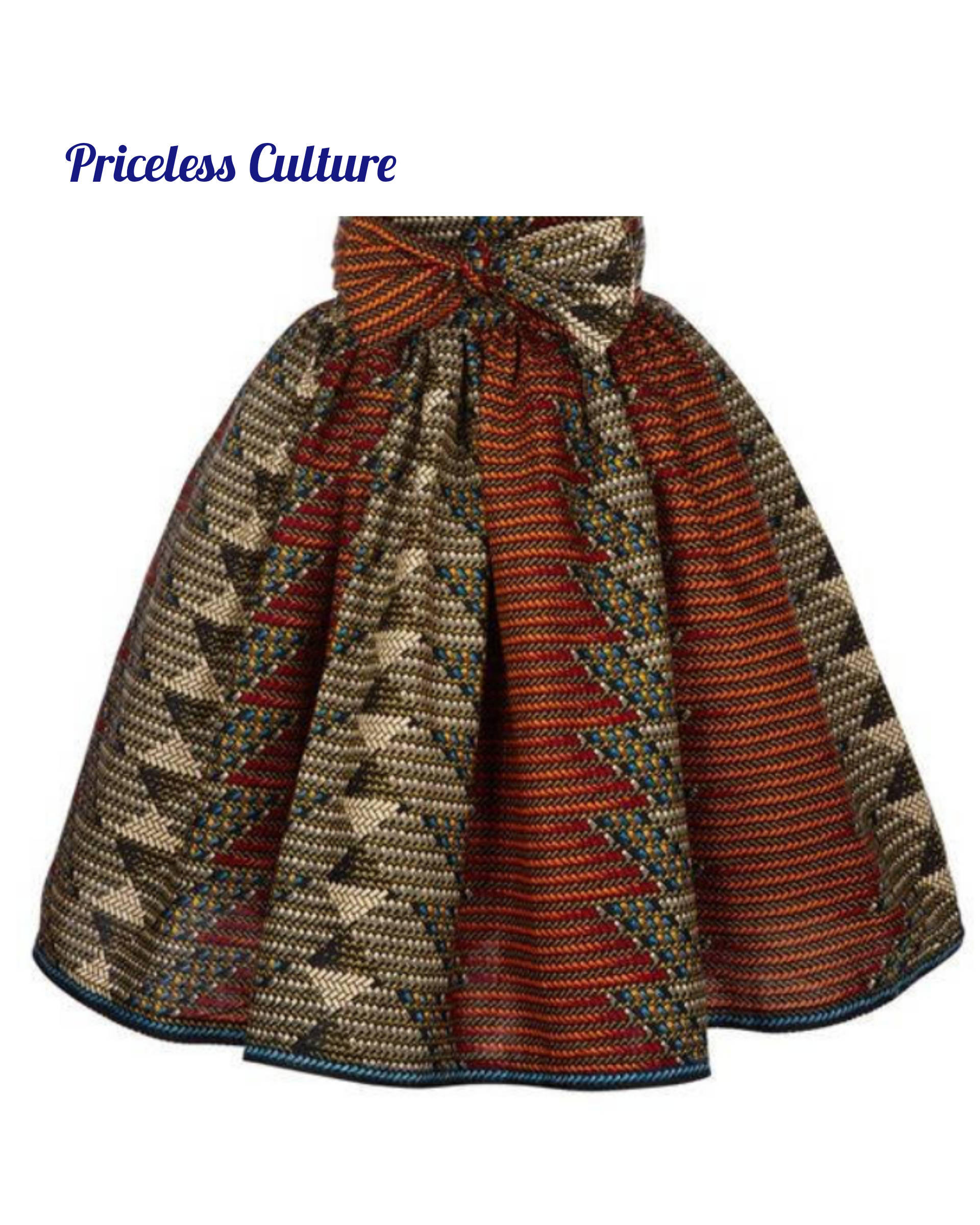 High Waisted African Print Skirt With Sash, Ankara Midi Skirt