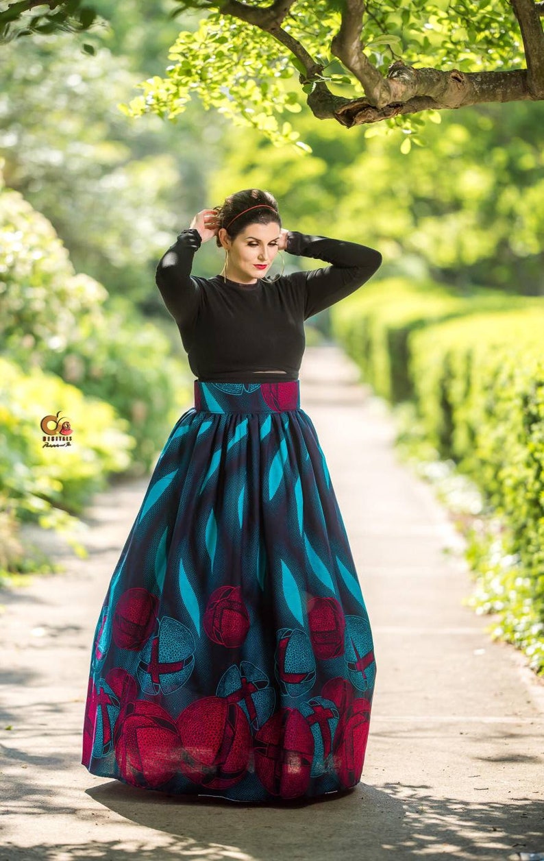 plus size african print skirts with pockets