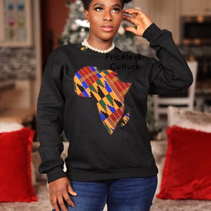 African Sweatshirt for Women and Men Map of Africa Sweatshirt Ankara Sweater African Gift Kente Sweatshirt for Black History Month image 9