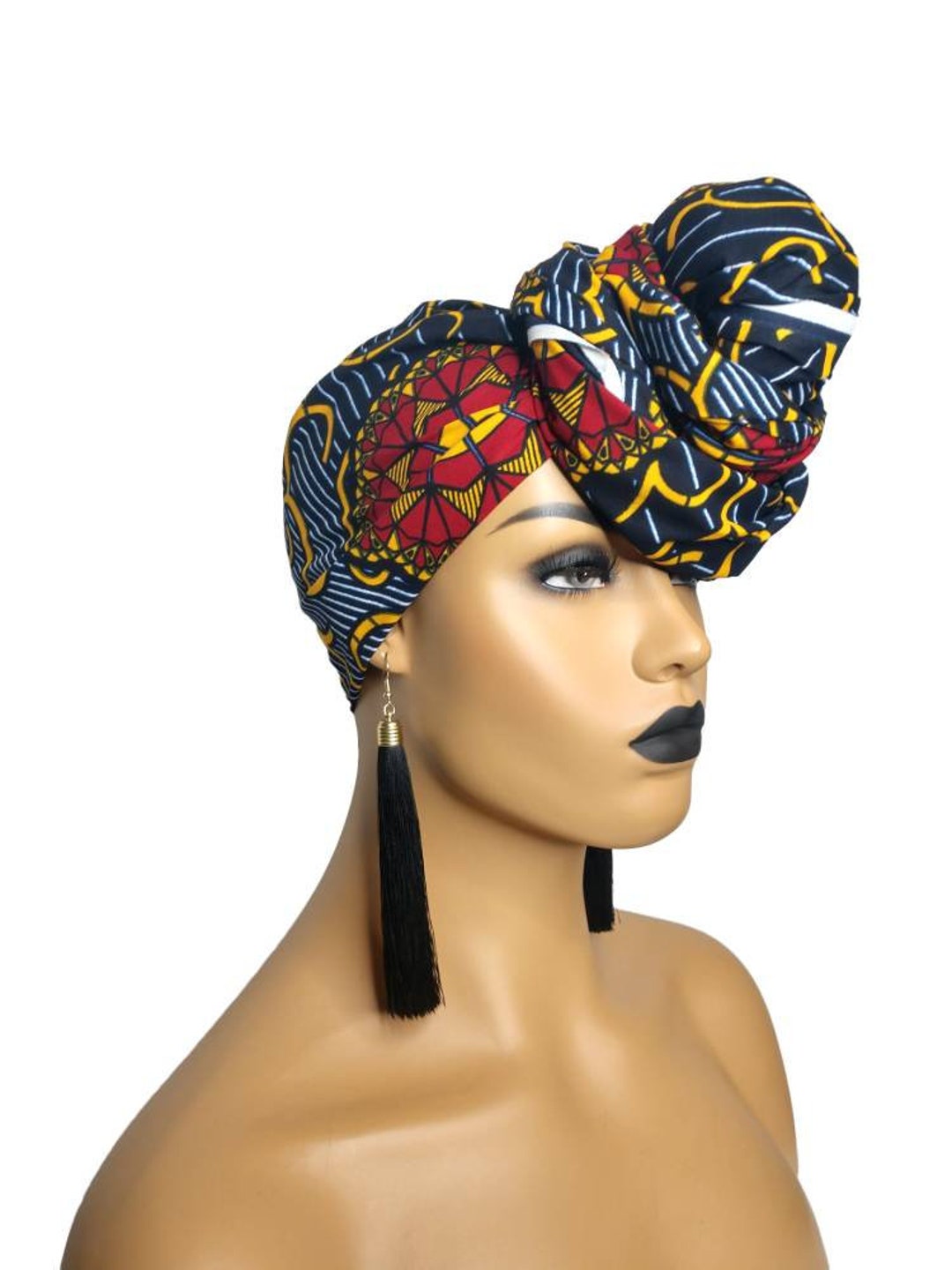 African Head Wraps for Women Ankara Headwrap Red Gray - Etsy