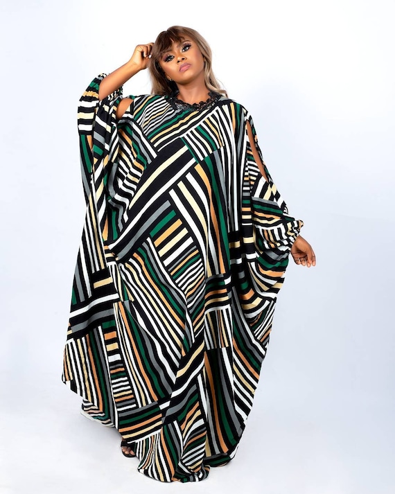 Plus Size Maxi Kaftan Dress for Women Full Length Loose Fit Caftan Dress  With Cold Shoulders -  Denmark