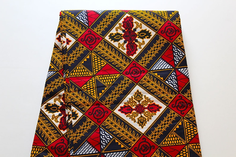 Geometric Ankara Fabric, White Ankara Fabric, Red Ankara Fabric, Gold ...