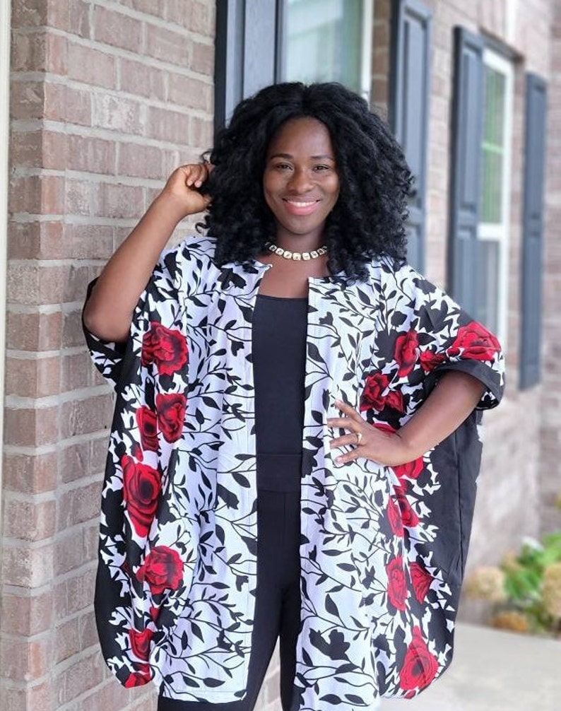Women Clothing Plus Size Oversized Kimono Red Black White - Etsy