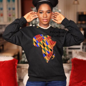 African Sweatshirt for Women and Men Map of Africa Sweatshirt Ankara Sweater African Gift Kente Sweatshirt for Black History Month image 10