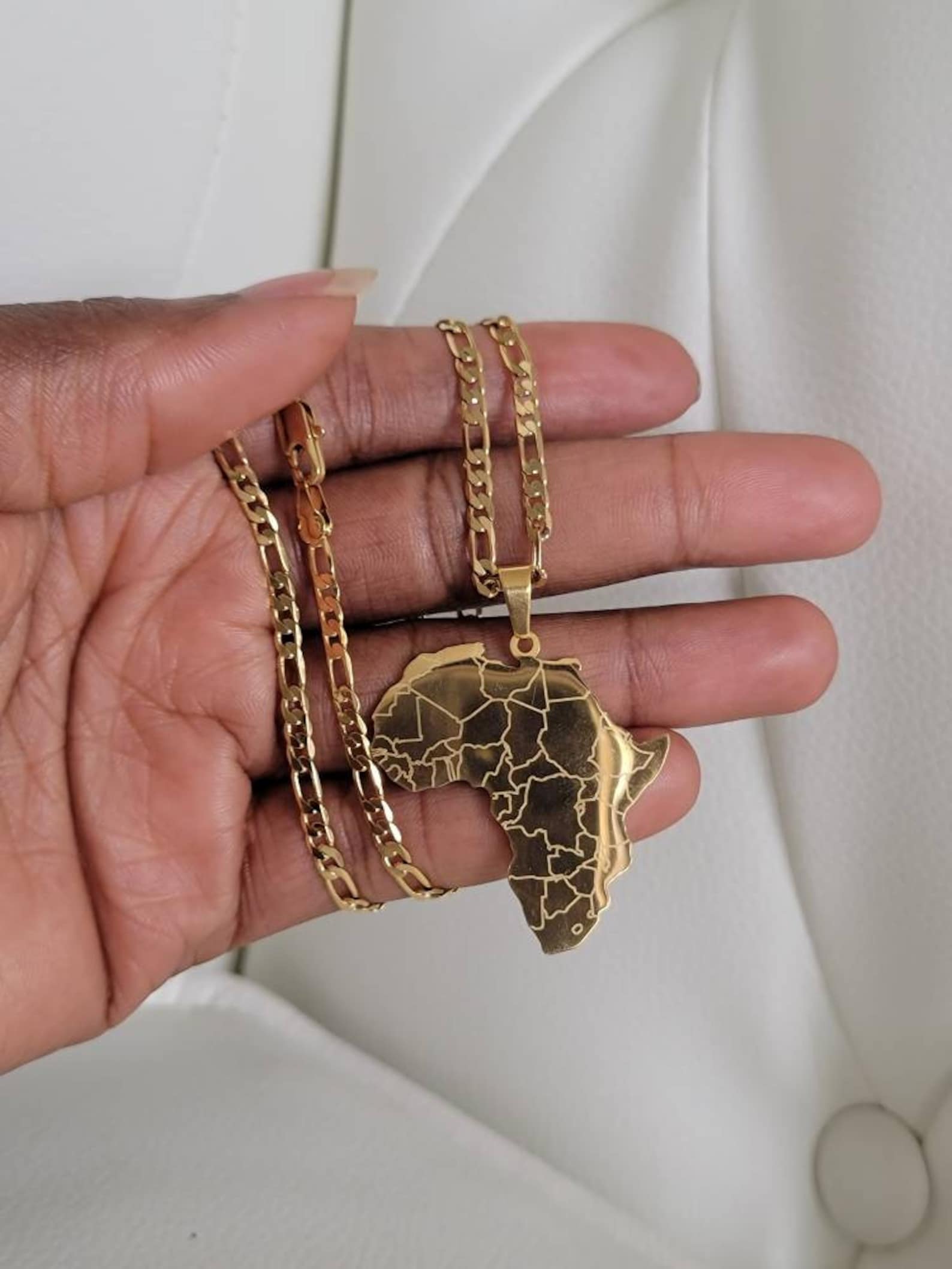 Emperor Men Gold plated Africa Map Pendant Necklace