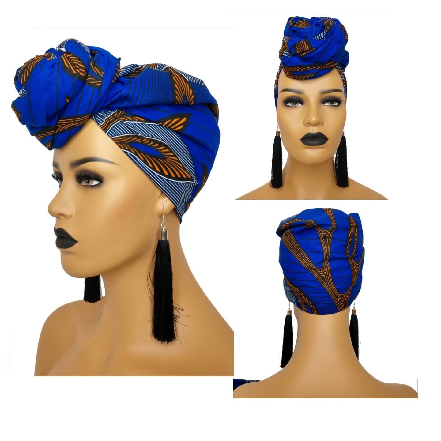 African Head Wraps for Women Ankara Head Wrap Blue African Etsy