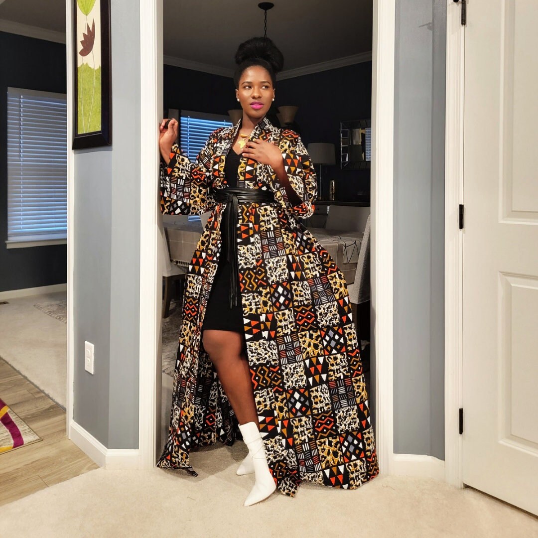 African Print Kimono Jacket With POCKETS for Women | Long African Print Kimono Jacket With POCKETS for Women | Long