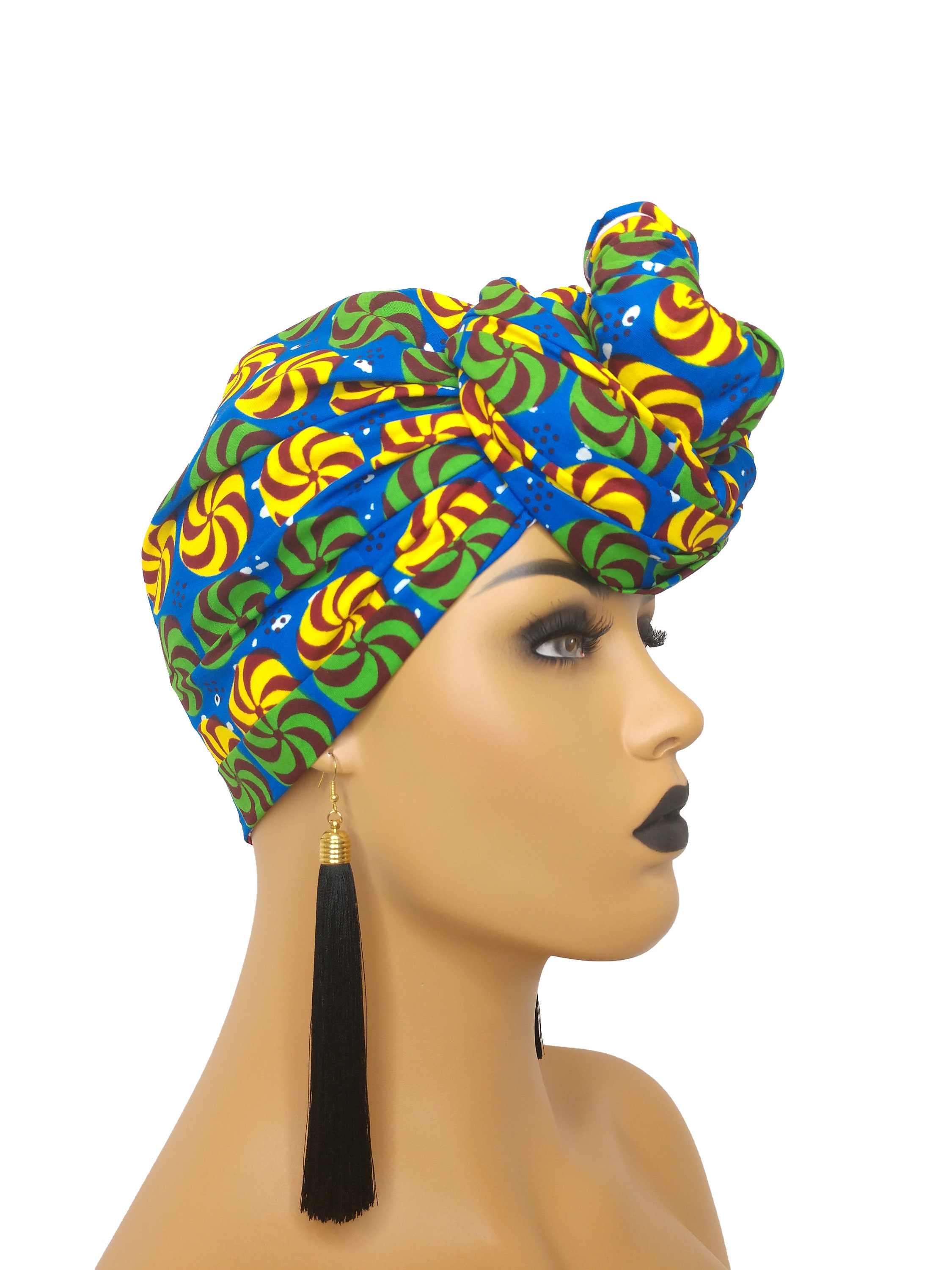 African Head Wraps For Women Green Yellow Blue Ankara | Etsy