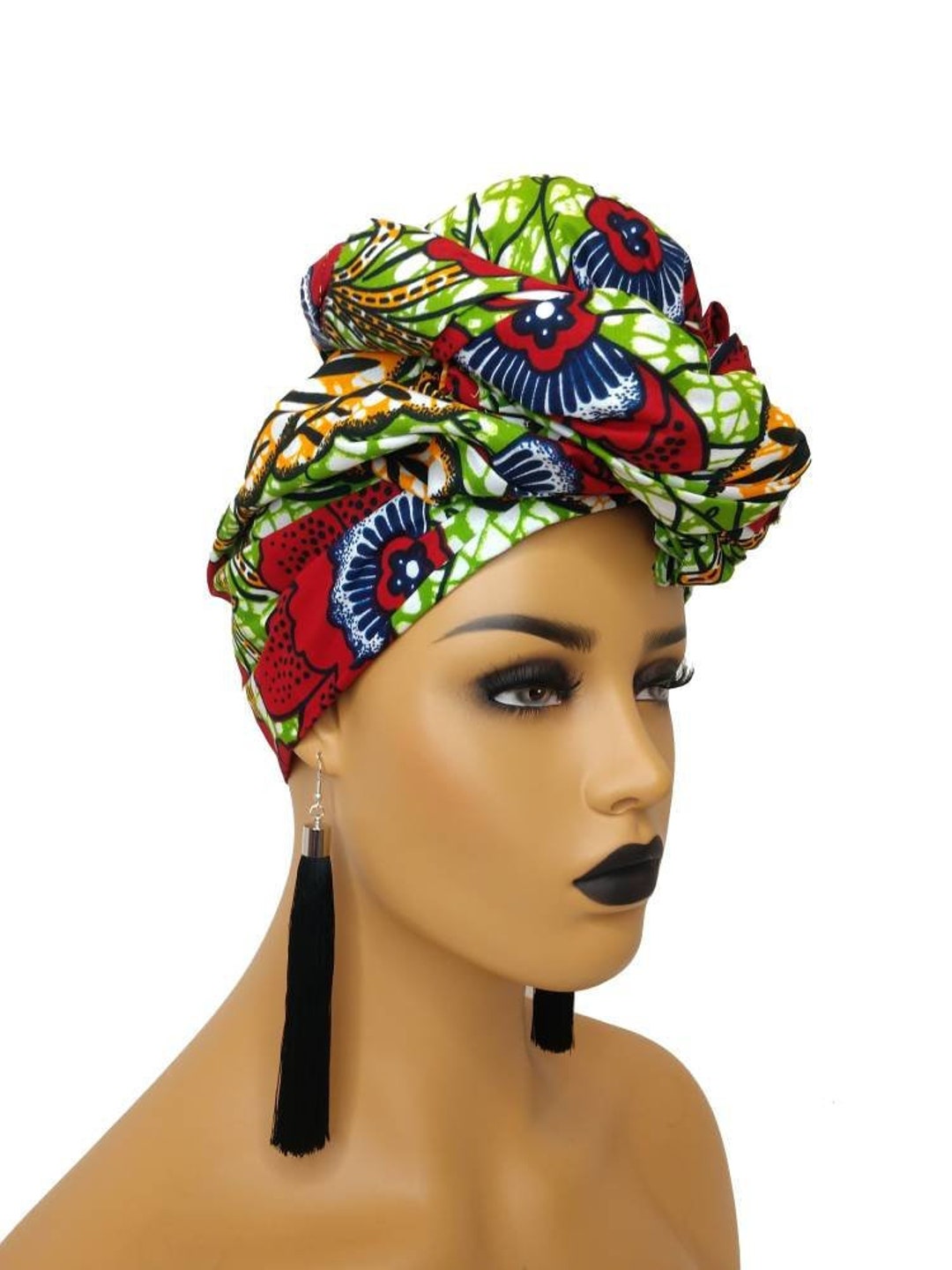 African Head Wraps for Women in Floral Ankara Fabric Red - Etsy