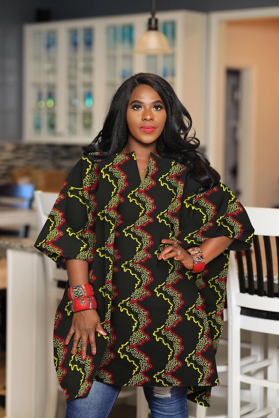 Plus Size African Kaftan Top Black African Clothing for Women