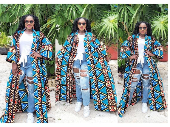African Clothing for Women Full Length Ankara Print Kimono Duster African Print Duster Jacket With POCKETS Long Oversized Kimono Robe Etsy Israel