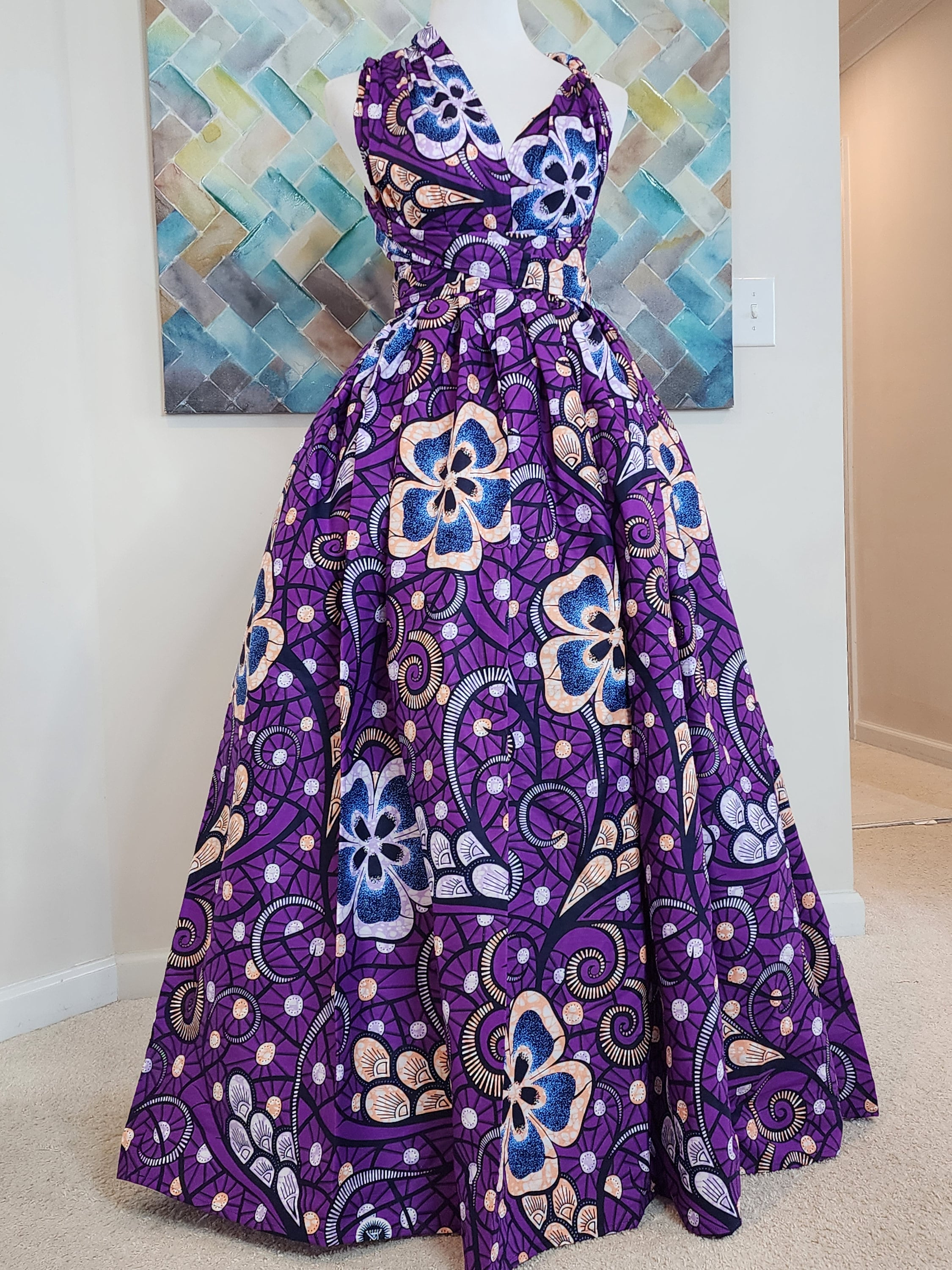 African Print Infinity Dress in Purple Floral | Ankara Dresses for women | African Bridesmaids Dresses | Purple Plus Size African Dress