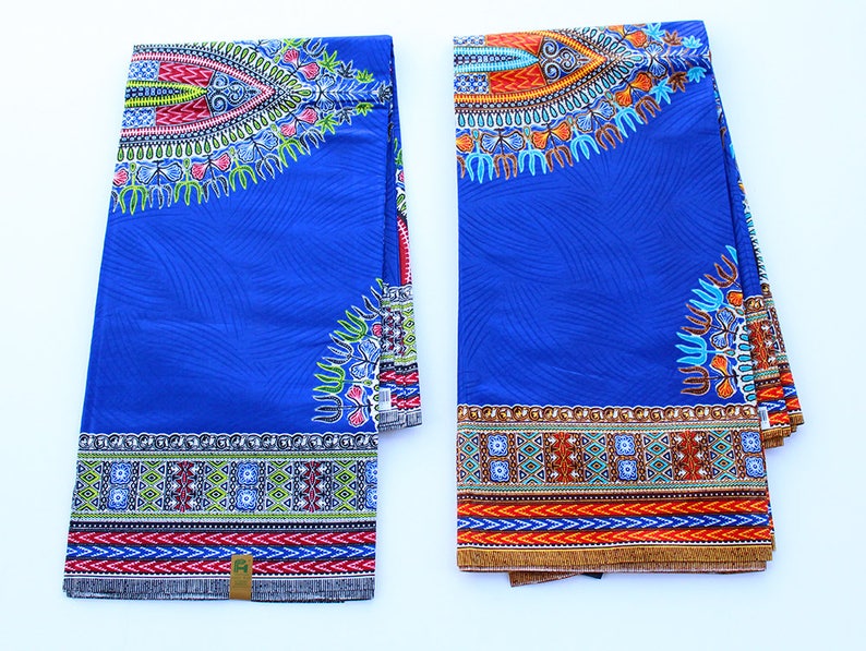 AUTHENTIC Royal Blue Dashiki Rose Red Dashiki Dark Red Dashiki Fabric Blue Ethnic Fabric African Print Fabric 3 panel 6 Yards Ships FAST