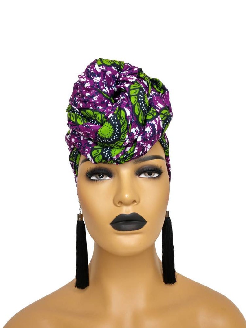 African Head Wraps for Women Purple and Green - Etsy