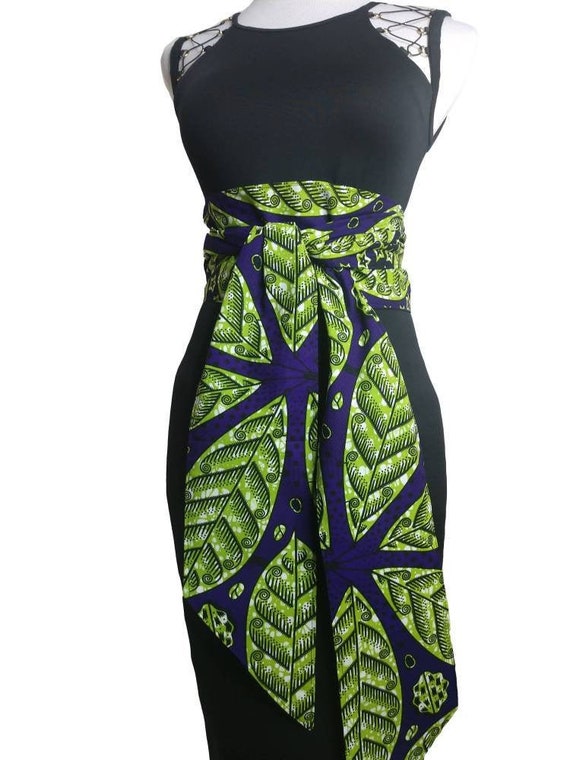 African Print Belt for Women Green Purple Ankara Belt to Transform