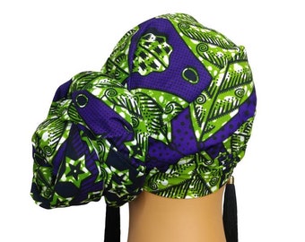 African Head Wraps For Women Purple and Green Ankara Headwraps