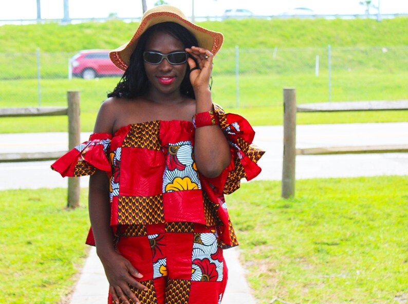 Ankara Off Shoulder Top Blue Geometric Off The Shoulder Top African Print Off Shoulder Top Plus Size Off Shoulder Top Off The Shoulder Dress