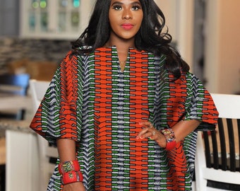 Iooiooi African Wax Print Dress For Women – V-Neck Flare Sleeve, Knee-Length Ankara Dress, Plus Size Available - View #4