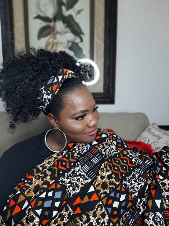 African Headband and Headwrap Scarf Set for Women | Kente Headband