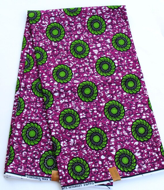 Green Circles High Quality Ankara Floral Print Fabric Purple | Etsy