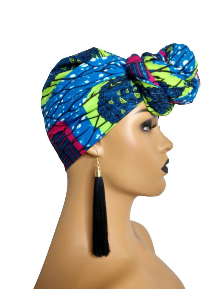 African Head Wraps for Women Blue Ankara Turban Ethnic Head - Etsy
