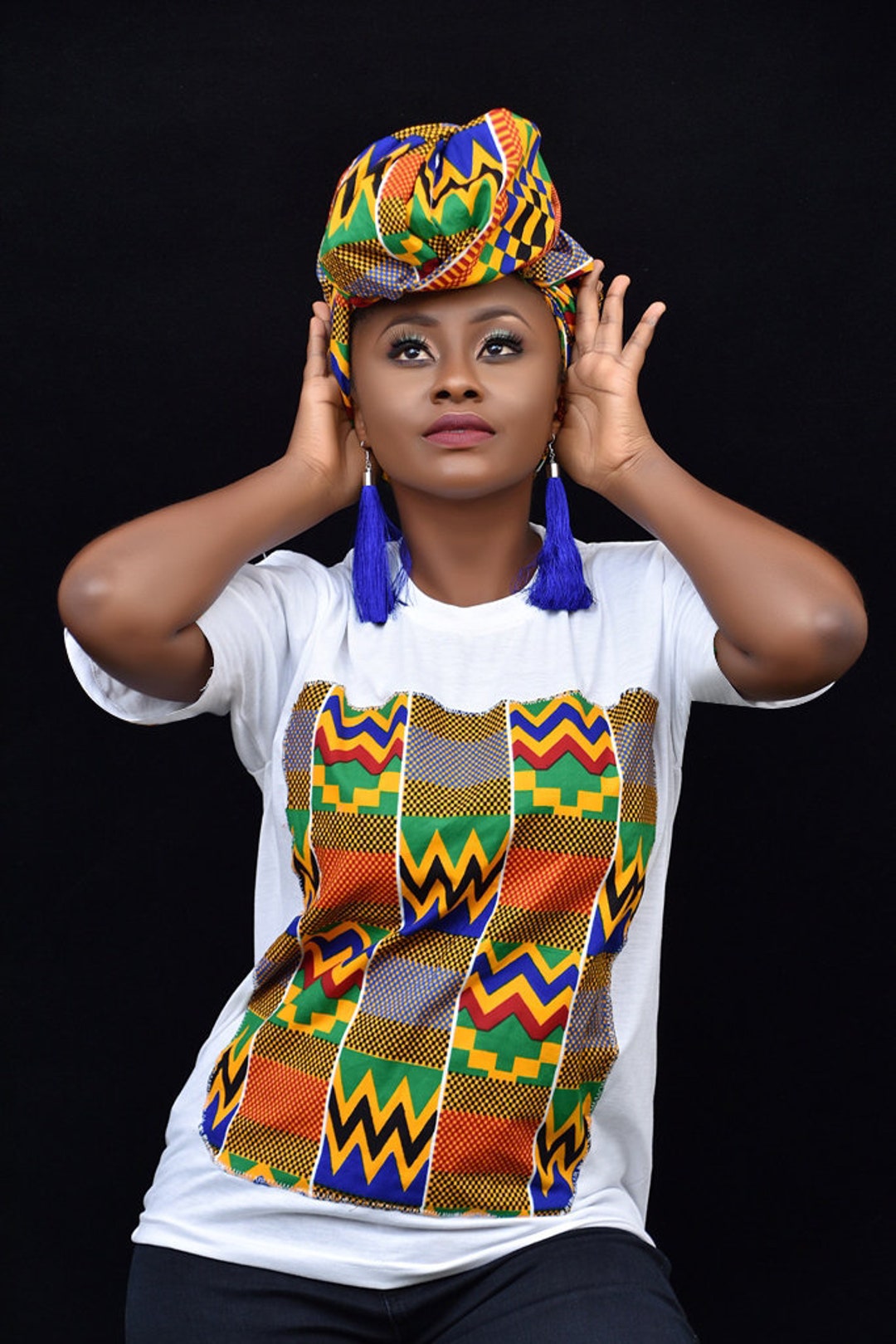 ファッション Best African American Kente Natural Hair Cloth Women Gift T-Shirt Amazon.com: Funny Kente Cloth Head Wrap Gift For African