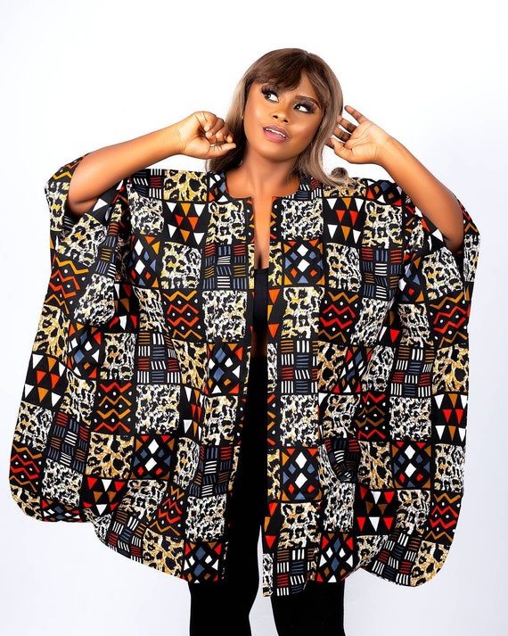 African Clothing for Women Plus Size, Ankara Top, Oversized Kimono,  Mudcloth Kimono Black, African Gift for Her, Plus Size Poncho -  Canada