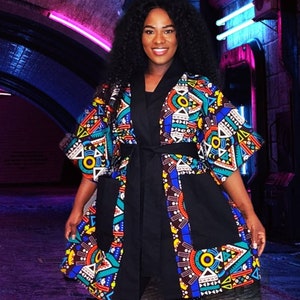 African Kimono Women | Ankara Duster Top with POCKETS | Africa Kimono Poncho | African Print Robe | Africa Plus Size Clothing for Women