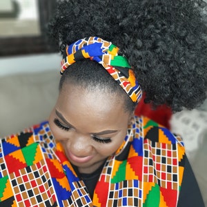 African headband and Headwrap Scarf Set | Kente headband and Head wrap | 2 Piece Set
