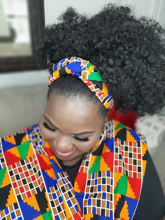 African Headband and Headwrap Scarf Set | Kente Headband and 