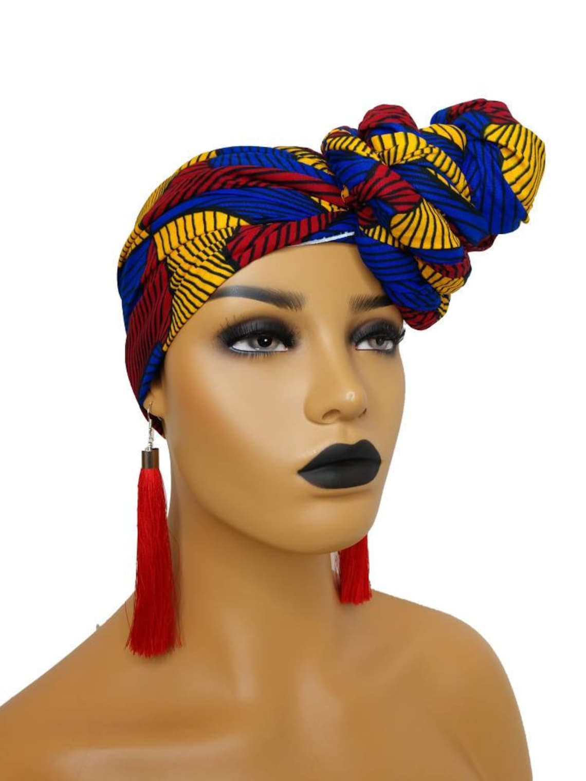 African Head Wraps for Women Blue Yellow Red Headwraps Etsy