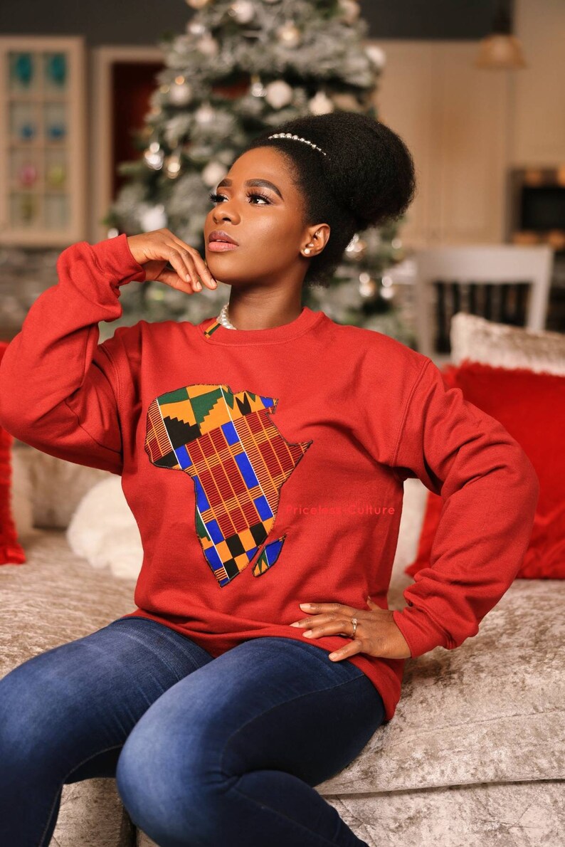 African Sweatshirt for Women and Men Map of Africa Sweatshirt Ankara Sweater African Gift Kente Sweatshirt for Black History Month image 8