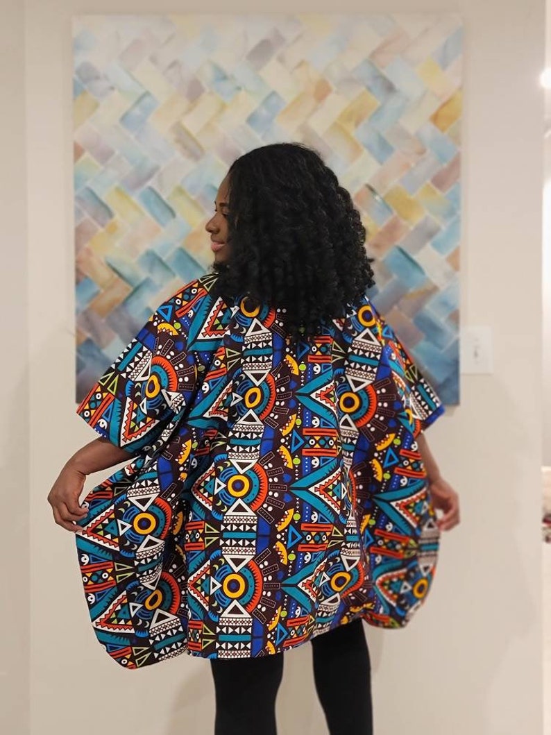 African Clothing For Women Plus Size Multicolor Ankara Top Oversized Kimono Colorful Poncho Ethnic Jacket Hippie Free Size image 10