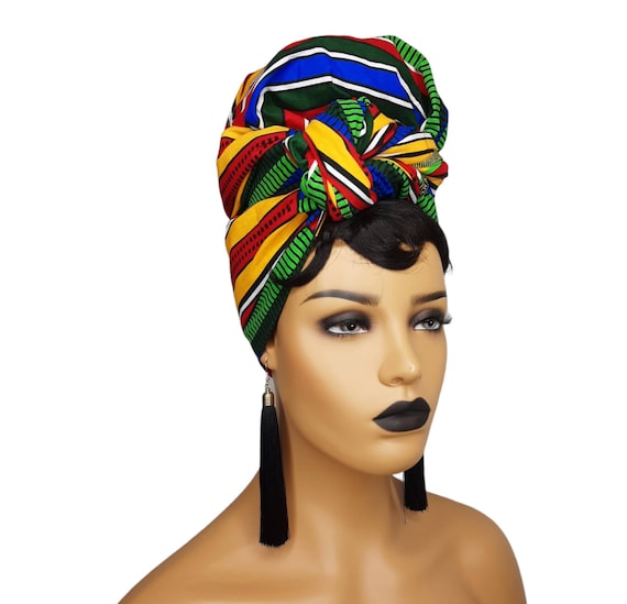 Two piece multi colored head wraps. two color head scarf - TikTok Shop main image 4