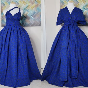 Blue African Print Infinity Dress | Ankara Dresses for Women | African  Bridesmaids Dresses | Blue Plus Size African Dress - Etsy