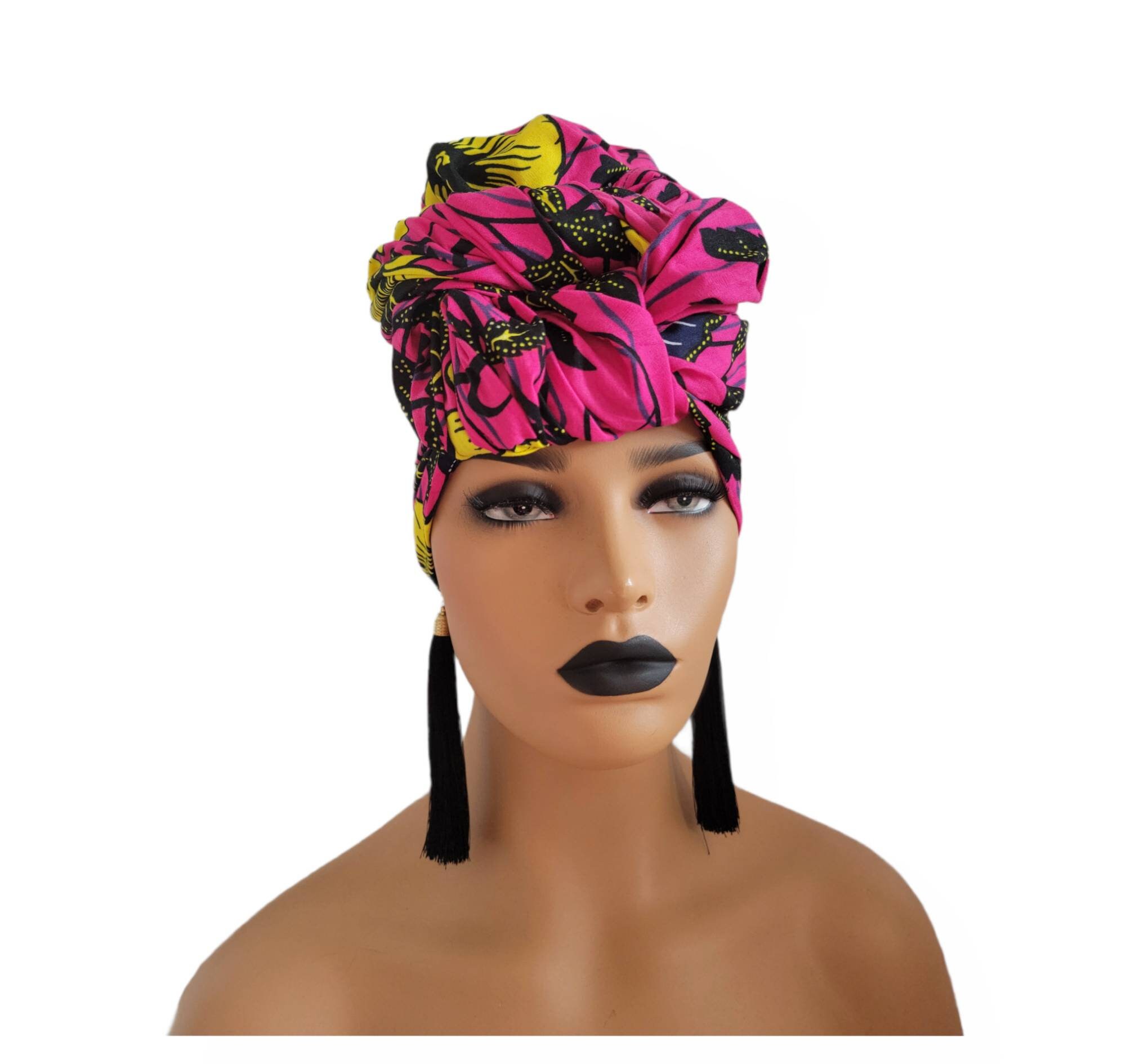 Pink African Head Wraps For Women Yellow Ankara Headwrap | Etsy