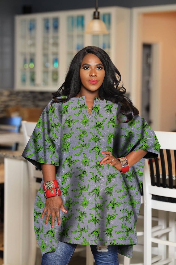 African Clothing for Women Plus Size Ankara Top Green African