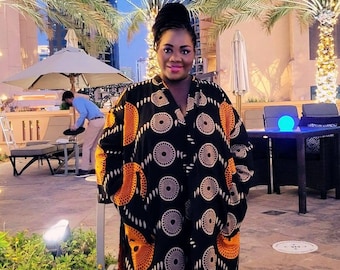 African Clothing for Women Plus Size | Plus Size Long Kimono | Maxi Kimono | Ankara Kaftan Dress | Mothers Day