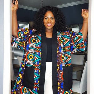 Plus Size African Kimono Women | All Sizes Available | Ankara Duster Top with POCKETS | Africa Kimono Poncho | African Print Robe