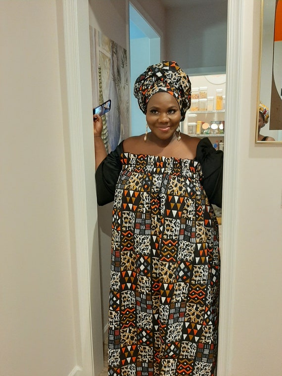 African Clothing for Women Plus Size off Shoulder Ankara Maxi