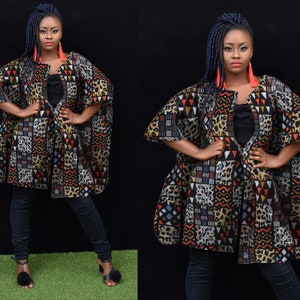 ModCloth African Print Kimono Top for Women Plus Size | Ankara Oversized Poncho | Ethnic Jacket | Hippie Free Size | Kimono Jacket Robe