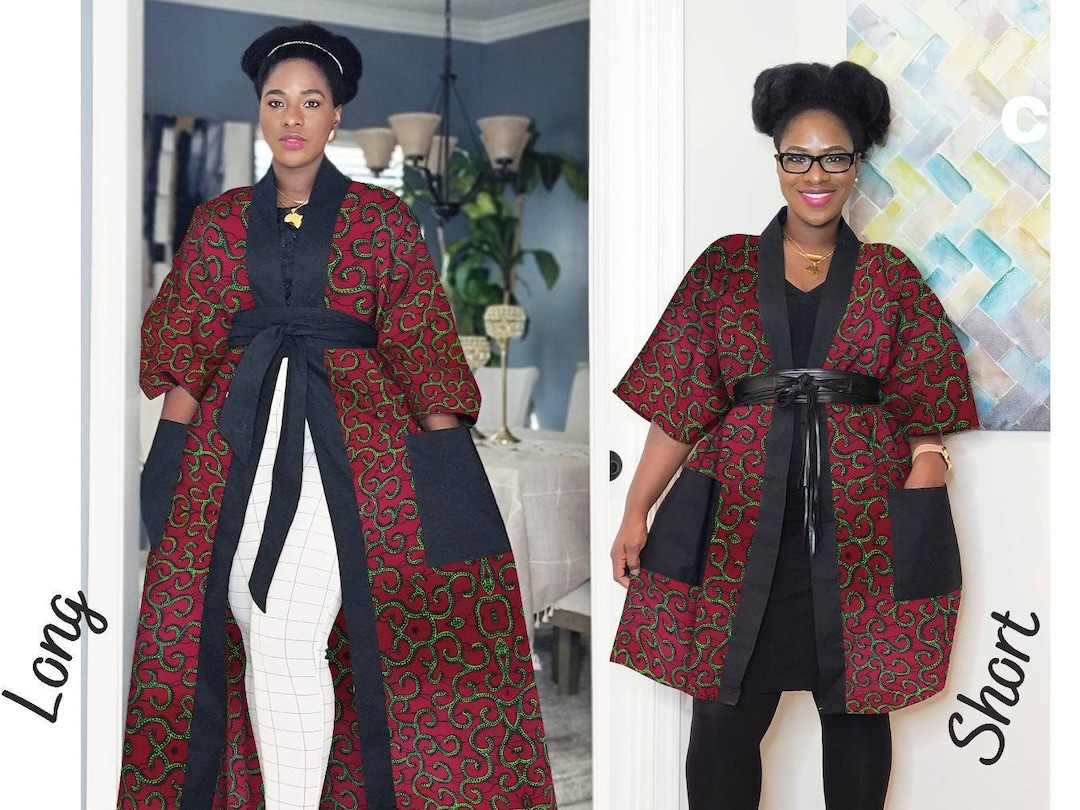 Red African Print Kimono Duster for Women Plus Size Ankara - Etsy
