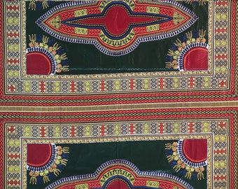 African Print Fabric 6 yards | Ankara Fabric Dashiki Green and Red | African Print Fabric for clothing and Crafts