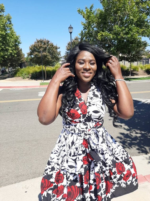 red and white african print dress Red and White Infinity Dress | African Clothing for women Plus Sizes Available | African couple outfit for date night