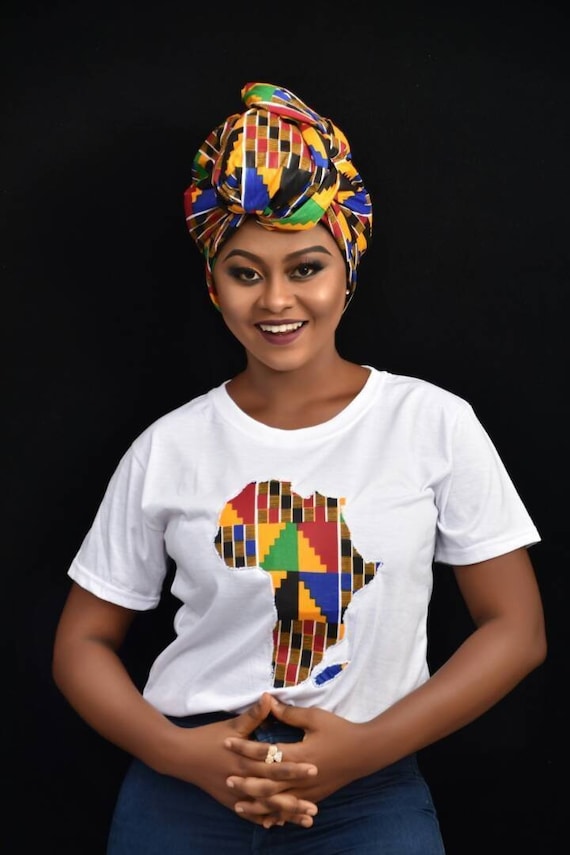 Afro Black Women T-Shirt Gift Head Wrap Dashiki Style Afro Black Women T-Shirt Gift Head Wrap Dashiki Style
